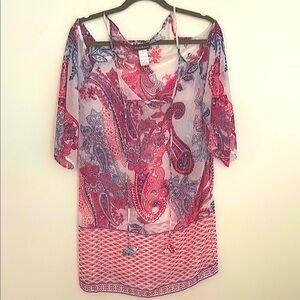 Tommy Bahama Pink and Blue Paisley Swim Coverup